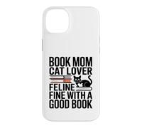 Carcasa para iPhone 14 Plus Libro Mamá Gato Amante Felino Bien con Un Buen Libro Lectura