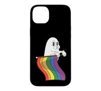 Carcasa para iPhone 14 Plus Lindo Fantasma LGBTQ sosteniendo la Bandera del Arco Iris Orgullo LGBT Halloween