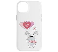 Carcasa para iPhone 14 Plus Lindo Perro con un Globo de corazón Te Amo