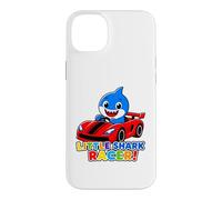 Carcasa para iPhone 14 Plus Little Shark Racer Kids Cute Shark Race Car Diseño para niños