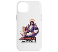 Carcasa para iPhone 14 Plus Los pecadores Dan la Bienvenida a Jesús Salva Divertida Cita sobre la fe Cristiana