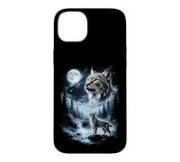 Carcasa para iPhone 14 Plus Lynx Aullando a la Luna 90's Retro