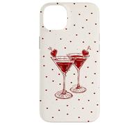 Carcasa para iPhone 14 Plus Martini Glass Pink Olive Bartender and Hearts Cóctel Beige