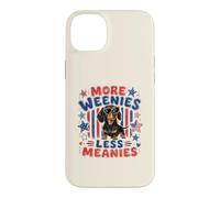 Carcasa para iPhone 14 Plus Más Salchichas Menos malvados, Divertido Perro Salchicha patriótico