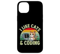 Carcasa para iPhone 14 Plus Me Gustan los Gatos y codificación Linda programación Amante de Gatitos