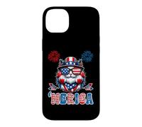 Carcasa para iPhone 14 Plus Merica USA American Flag Patriotic Happy 4th of July Cat