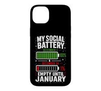 Carcasa para iPhone 14 Plus Mi batería Social vacía hasta enero Navidad Divertida