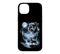 Carcasa para iPhone 14 Plus Miniatura Schnauzer Howling to The Moon Retro 90's Dog