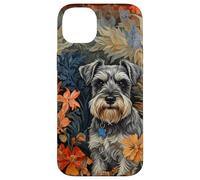 Carcasa para iPhone 14 Plus Miniatura Schnauzer Sal Pimienta Floral Perro Arte