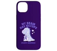 Carcasa para iPhone 14 Plus My Brain Has Hiccup Epilepsy Awareness Dino Purple Ribbon