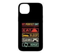 Carcasa para iPhone 14 Plus My Day Eat Sleep Game Repeat Funny Gamers Vintage