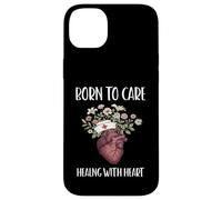 Carcasa para iPhone 14 Plus Nacido para CUIDAR SANACIÓN con CORAZÓN Enfermera Vida Salud