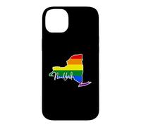 Carcasa para iPhone 14 Plus New York Mapa USA Estado Arco Iris Bandera Pride Month