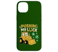 Carcasa para iPhone 14 Plus Niños Empujando Mi Suerte St Patrick 6 7 Números de la Suerte Bulldozer