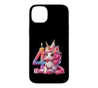 Carcasa para iPhone 14 Plus NÚMERO 4 AÑOS NIÑA Unicornio 4º Nacimiento