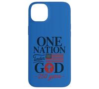 Carcasa para iPhone 14 Plus One Nation Under God 250 Years Bandera Americana Cruz Cristiana