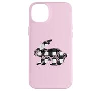 Carcasa para iPhone 14 Plus Plaid Bunny Easter Rabbit Black & White Flower Bunny Floral