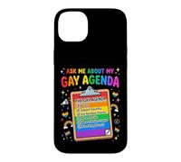 Carcasa para iPhone 14 Plus Pregúntame sobre mi Agenda Gay Orgullo LGBT Divertido