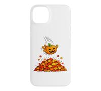 Carcasa para iPhone 14 Plus Pumpkin Dive in Fall Leaves Funny Autumn Halloween Humor