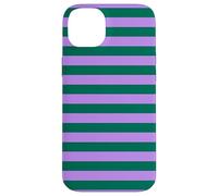 Carcasa para iPhone 14 Plus Rayas horizontales Preppy a Rayas Verde Esmeralda y Lila