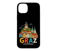 Carcasa para iPhone 14 Plus Regalo de Recuerdo de Viaje de Graz Austria Dibujado a Mano