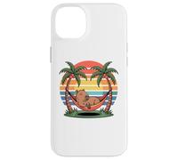 Carcasa para iPhone 14 Plus Relaxing Capybara, Sunset, Palm Tree, Summer capy Vacation