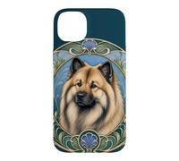 Carcasa para iPhone 14 Plus Retrato Floral Art Nouveau Perro Eurasier