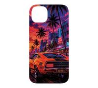 Carcasa para iPhone 14 Plus Retro Ocean Drive Muscle Car Moonlit Puesta de Sol