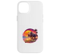 Carcasa para iPhone 14 Plus Retro Rhino Sunset Tropical Beach Ilustración