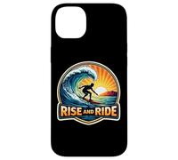 Carcasa para iPhone 14 Plus Rise and Ride Surfer Mañana Surfing Tabla de Surf Cita Vintage