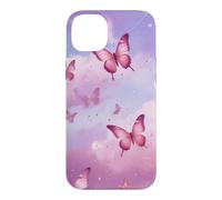 Carcasa para iPhone 14 Plus Rosa Púrpura Nubes Mariposas Mariposa Girly Y2K