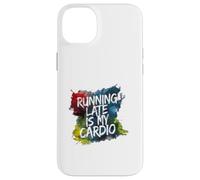 Carcasa para iPhone 14 Plus Running Late Is My Cardio Funny Fitness Cita Humorística