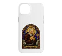 Carcasa para iPhone 14 Plus San Padre Pío Católico Devocional Gótico Mosaico Icono Arte