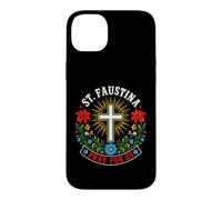 Carcasa para iPhone 14 Plus Santa Faustina ruega por Nosotros católica Floral