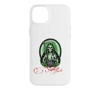 Carcasa para iPhone 14 Plus Santa Muerte Green Justice Scythe Globe Folk Saint Rose