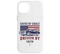 Carcasa para iPhone 14 Plus Saved by Grace, Driven by Faith - Men's Christian Muscle Car