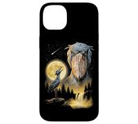 Carcasa para iPhone 14 Plus Shoebill Stork Aullando a la Luna, extraño Meme Divertido pájaro de los 90
