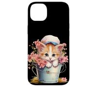 Carcasa para iPhone 14 Plus Shy Little Kitten Spring Graphic For Women Girls and Cat Mom