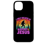 Carcasa para iPhone 14 Plus Solo Creo en el Divertido Dios Retro de Bigfoot y Jesús, Sasquatch