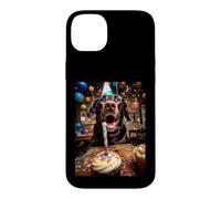 Carcasa para iPhone 14 Plus Sombrero de Fiesta de cumpleaños de Perro Emocionado para celebración de Cupcakes
