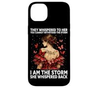 Carcasa para iPhone 14 Plus Soy la tormenta, Ella susurró, Mariposa, inspiradora
