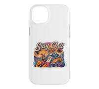 Carcasa para iPhone 14 Plus Stay Chill Tiger Tropical Beach Vacaciones Retro Verano Vibes