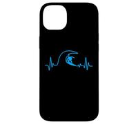 Carcasa para iPhone 14 Plus Surfer Heartbeat Surfing Heart Pulse Tabla de Surf Big Wave Fun