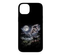 Carcasa para iPhone 14 Plus Tapir Aullando a la Luna Selva Lluvia Bosque Noche