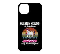 Carcasa para iPhone 14 Plus Terapeuta de curación cuántica, diseño Vintage de Unicornio, Puesta de Sol