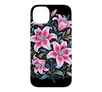 Carcasa para iPhone 14 Plus Tiger Lilies Blue White Pink Summer Spring Flowers Lily Buds
