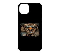 Carcasa para iPhone 14 Plus Too Old to Care Club Skull Patriotic Funny Retired Old Man