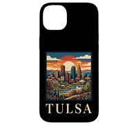 Carcasa para iPhone 14 Plus Tulsa Oklahoma Retro Vintage Horizonte Río Art Deco Monumento