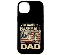 Carcasa para iPhone 14 Plus Vintage My Favorite Baseball Player Calls Me Dad Bandera de EE. UU