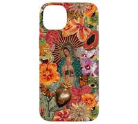 Carcasa para iPhone 14 Plus Virgen María Católica Floral Mexicano Folk Mosaico Collage